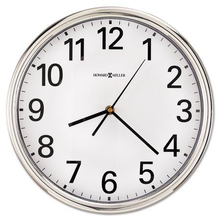 HOWARD MILLER Hamilton Wall Clock, 12" Diameter, Silver Case, 1 AA (sold separately) 625-561